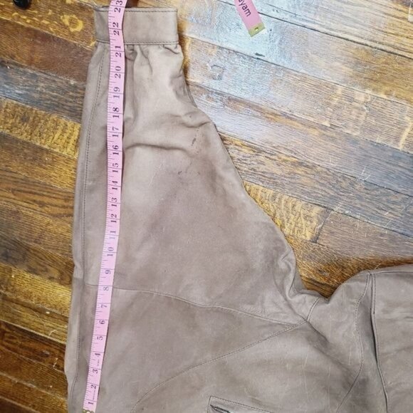 Vintage 80s Genuine Leather Tan Oversized Bomber Jacket - Picture 8 of 17